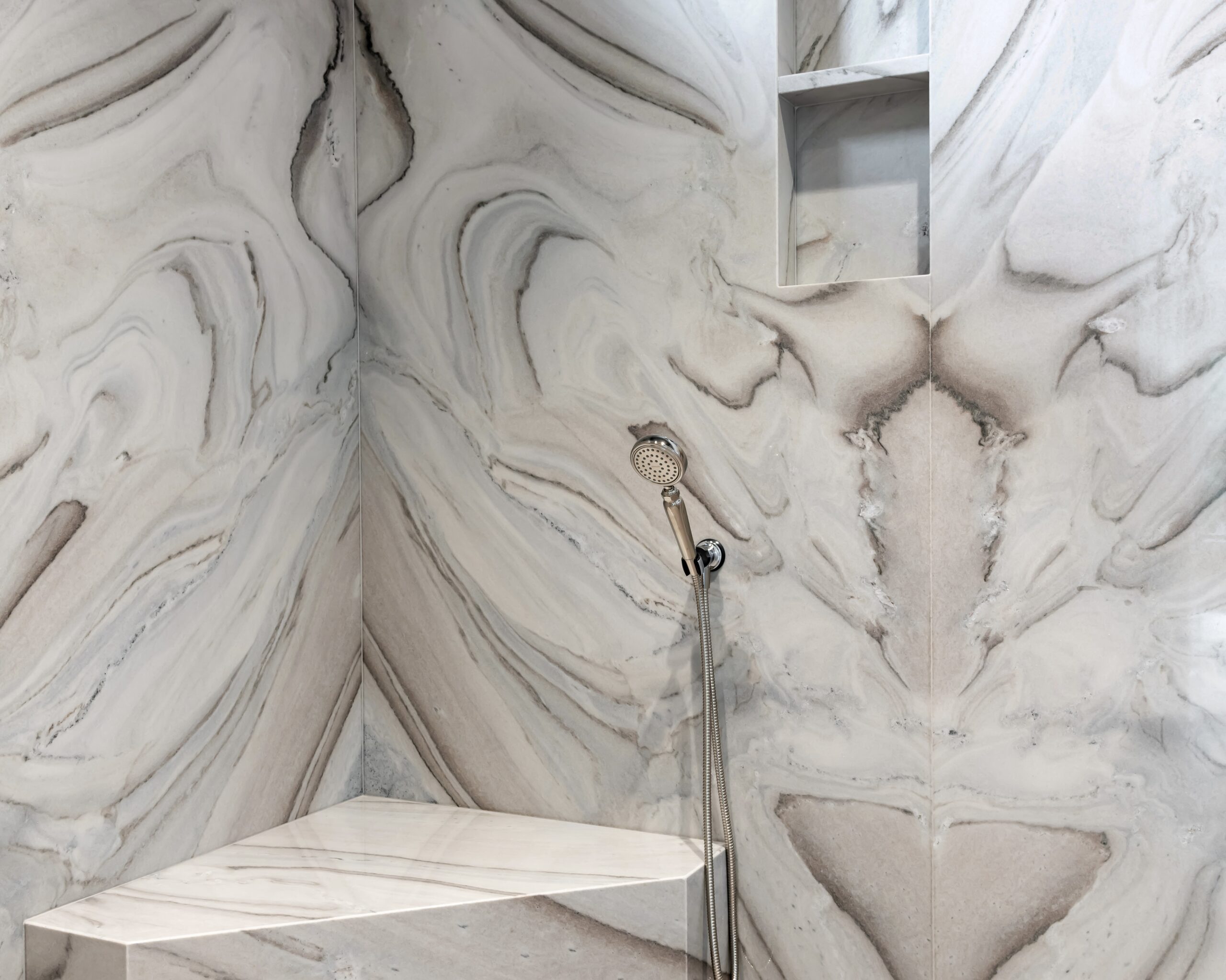 Stone fabrication in St. Louis by Stone Fabricators, a custom shower